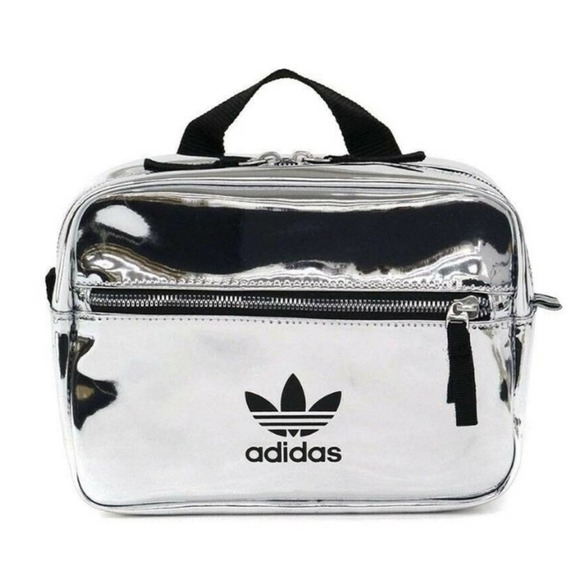 Adidas Originals Women’s MIni AIrliner Backpack Bag Silver Metallic - Picture 2 of 13